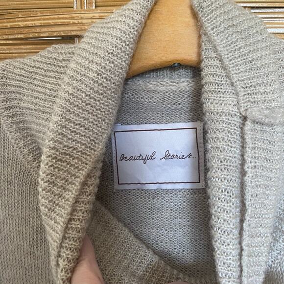 Beautiful Stories Mohair Wool Blend Ombre Cowl Neck Poncho Sweater Sz Small - Picture 4 of 8